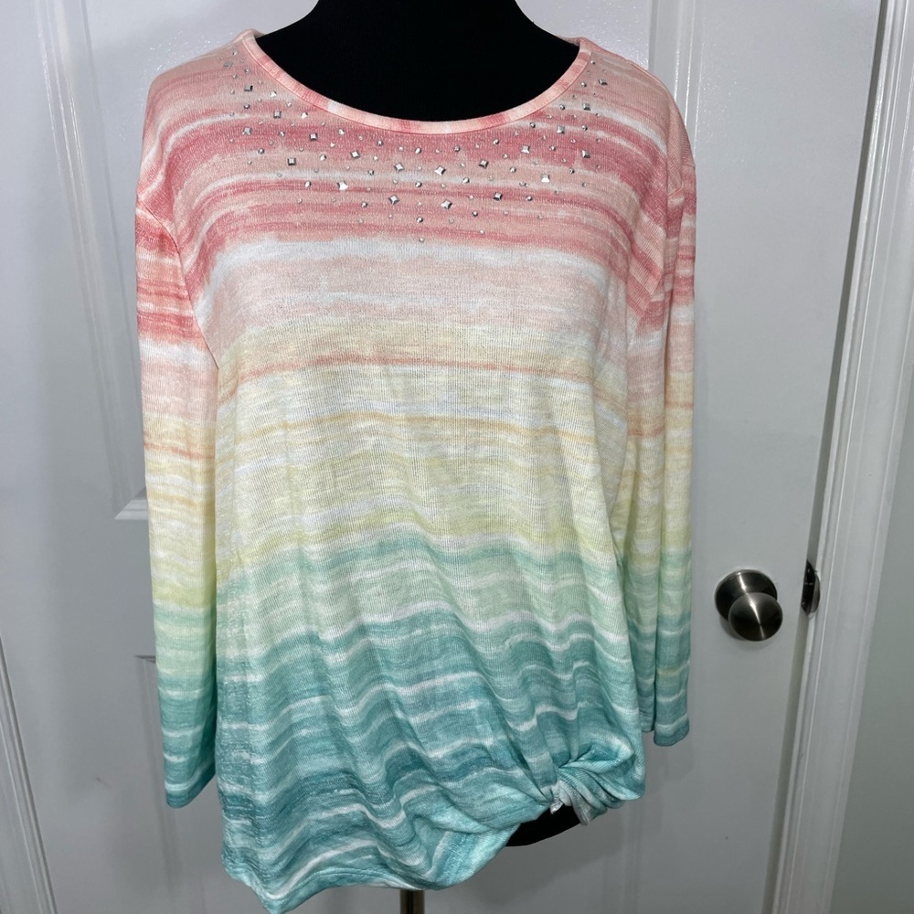 Alfred Dunner Pink and Blue Gradient Blouse PL CB-70